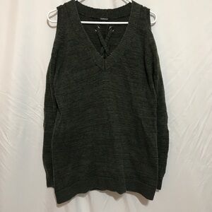 Torrid Dark Green Cold Shoulder Sweater